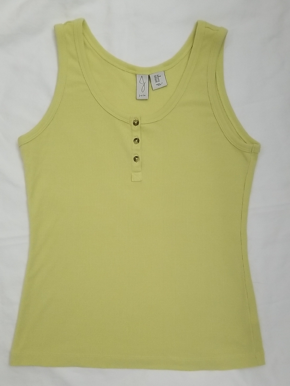 Yellow Green🍏 Ribbed Tank Top with Button Placket